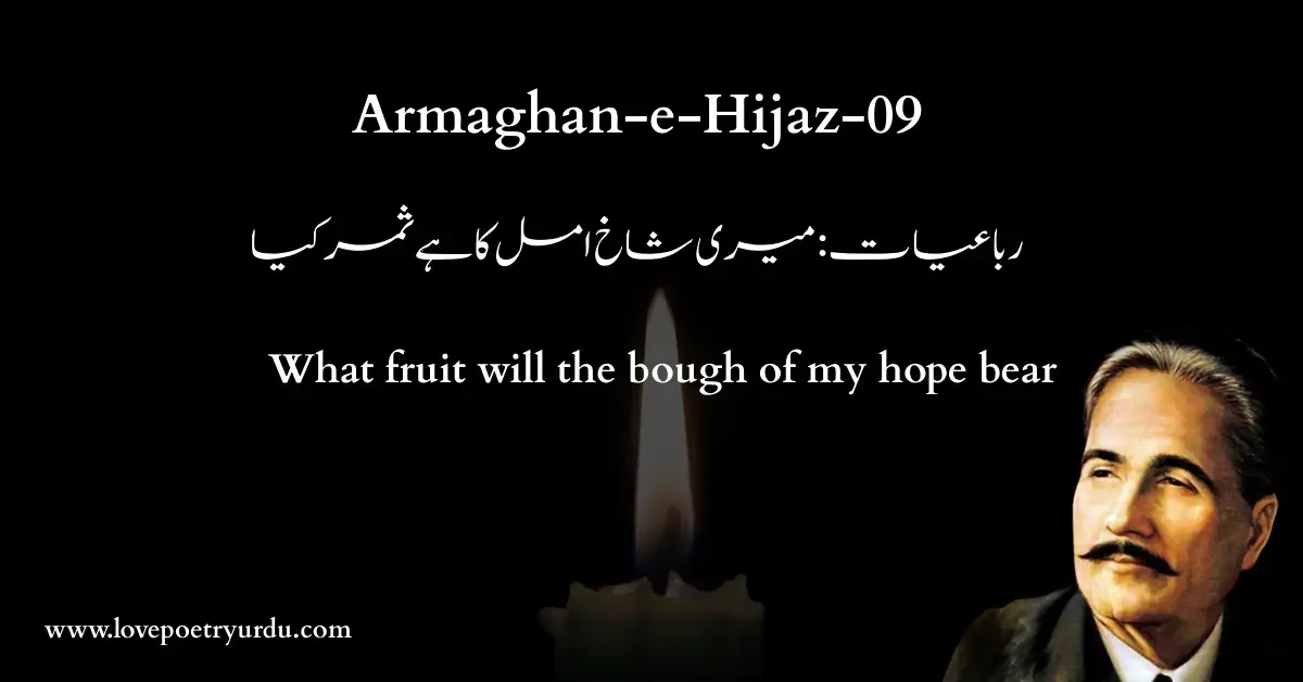 (Armaghan-e-Hijaz-09) Rubaiyat - Meri Shakh-e-Amal Ka hai Samar Kya (رباعیات: میری شاخ امل کا ہے ثمر کیا) What fruit will the bough of my hope bear