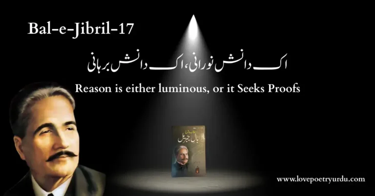 (Bal-e-Jibril-017) Ek Danish-e-Noorani, Ek Danish-e-Burhani (اک دانش نورانی، اک دانش برہانی) Reason is either luminous, or it seeks proofs; - lovepoetryurdu.com