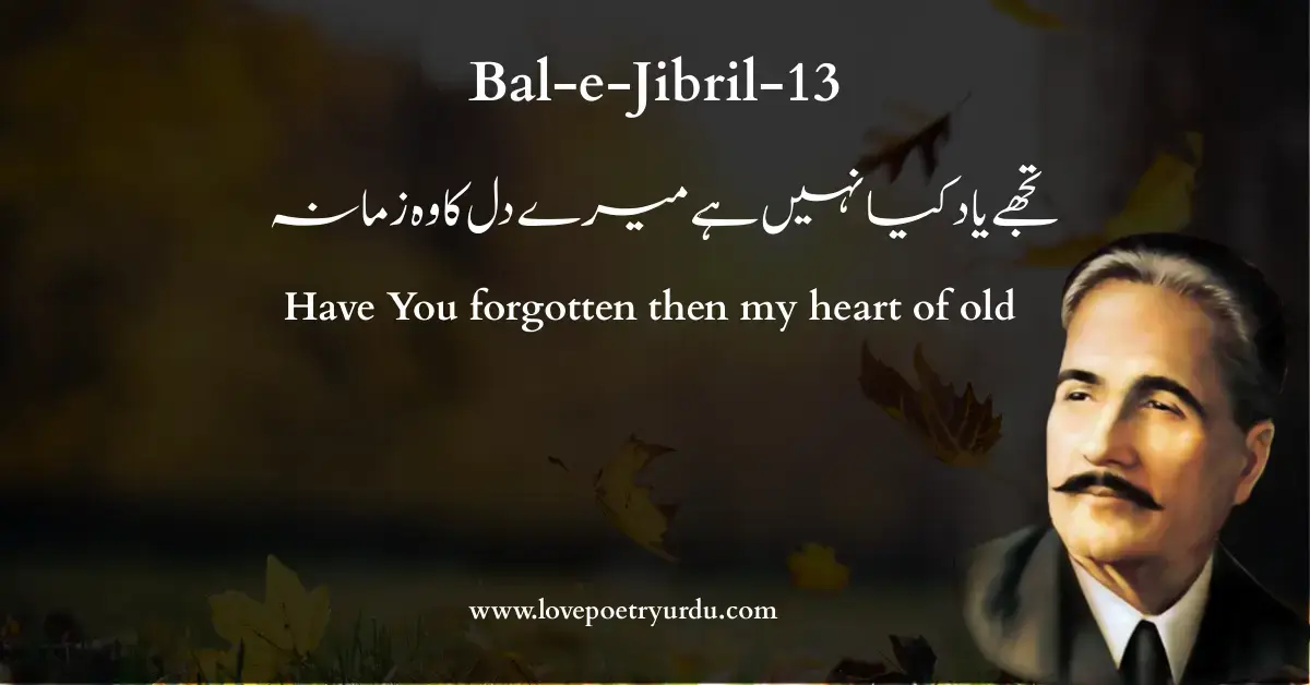 Bal-e-Jibril-13 Tujhe Yaad Kya Nahin Hai Mere Dil Ka Woh Zamana, - lovepoetryurdu.com