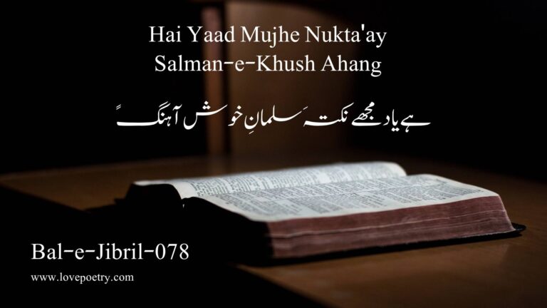 (Bal-e-Jibril-78) Hai Yaad Mujhe Nukta'ay Salman-e-Khush Ahang (ہے یاد مجھے نکتہَ سلمانِ خوش آہنگً)