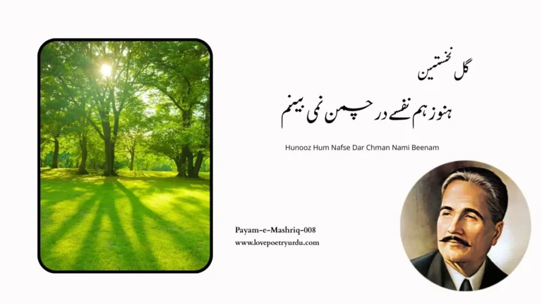 گل نخستین -  ہنوز ہم نفسے در چمن نمی بینم